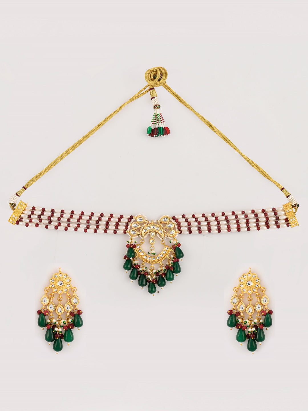 Green Gem Cascade Ensemble Necklace Set