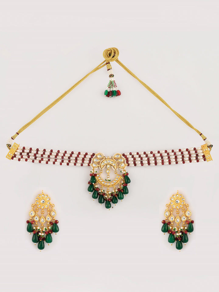 Green Gem Cascade Ensemble Necklace Set