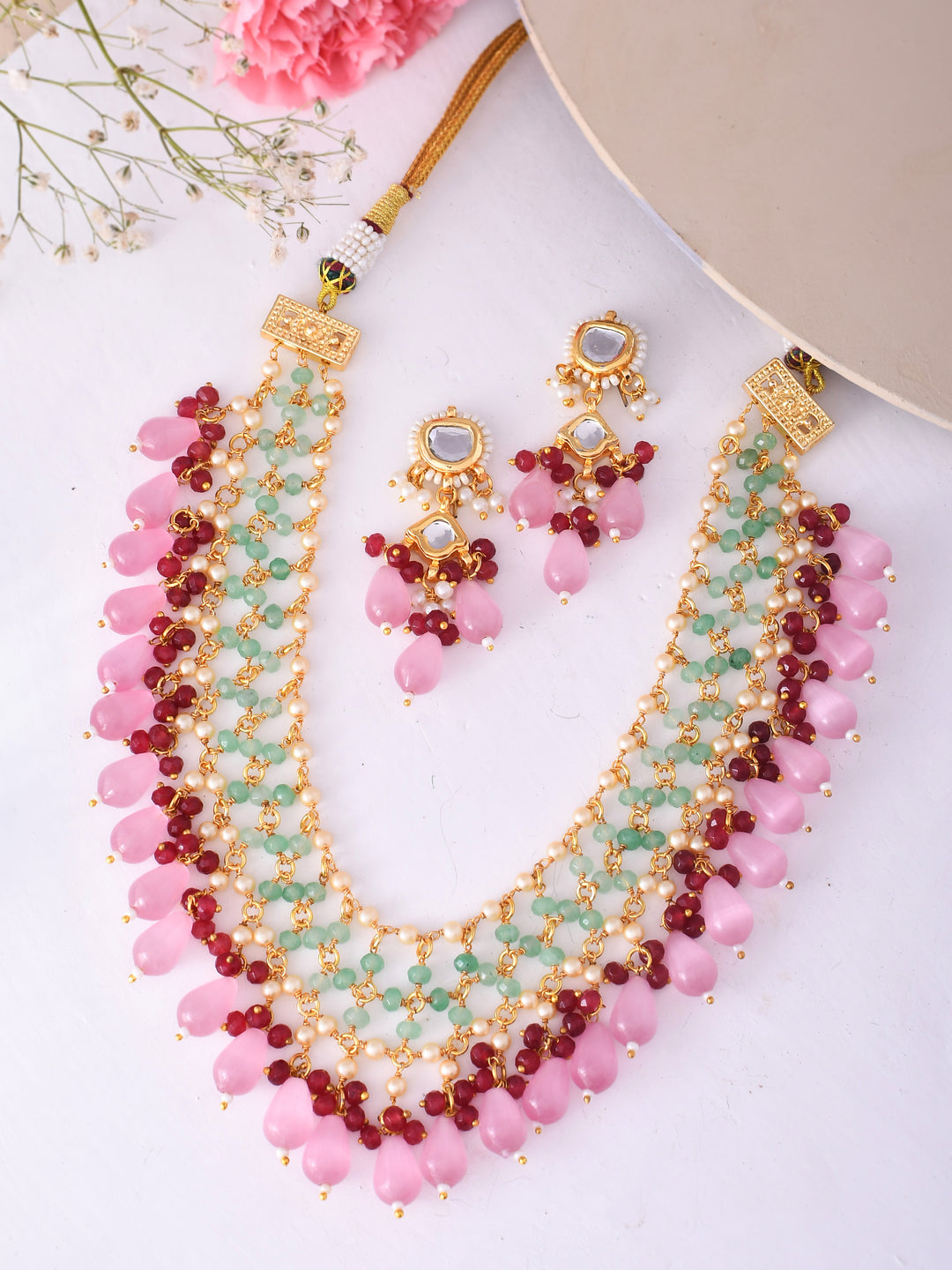 Pink Pearl Raindrop Necklace
