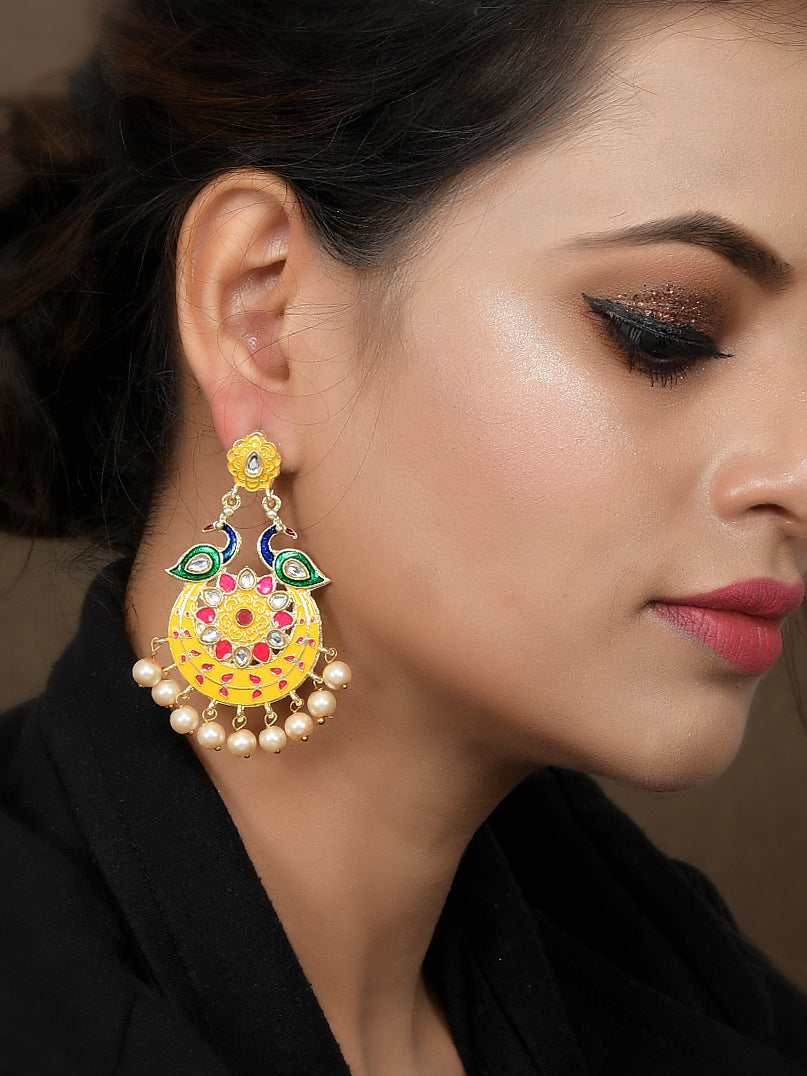 Dastoor Meenakari Chandbali  Earring