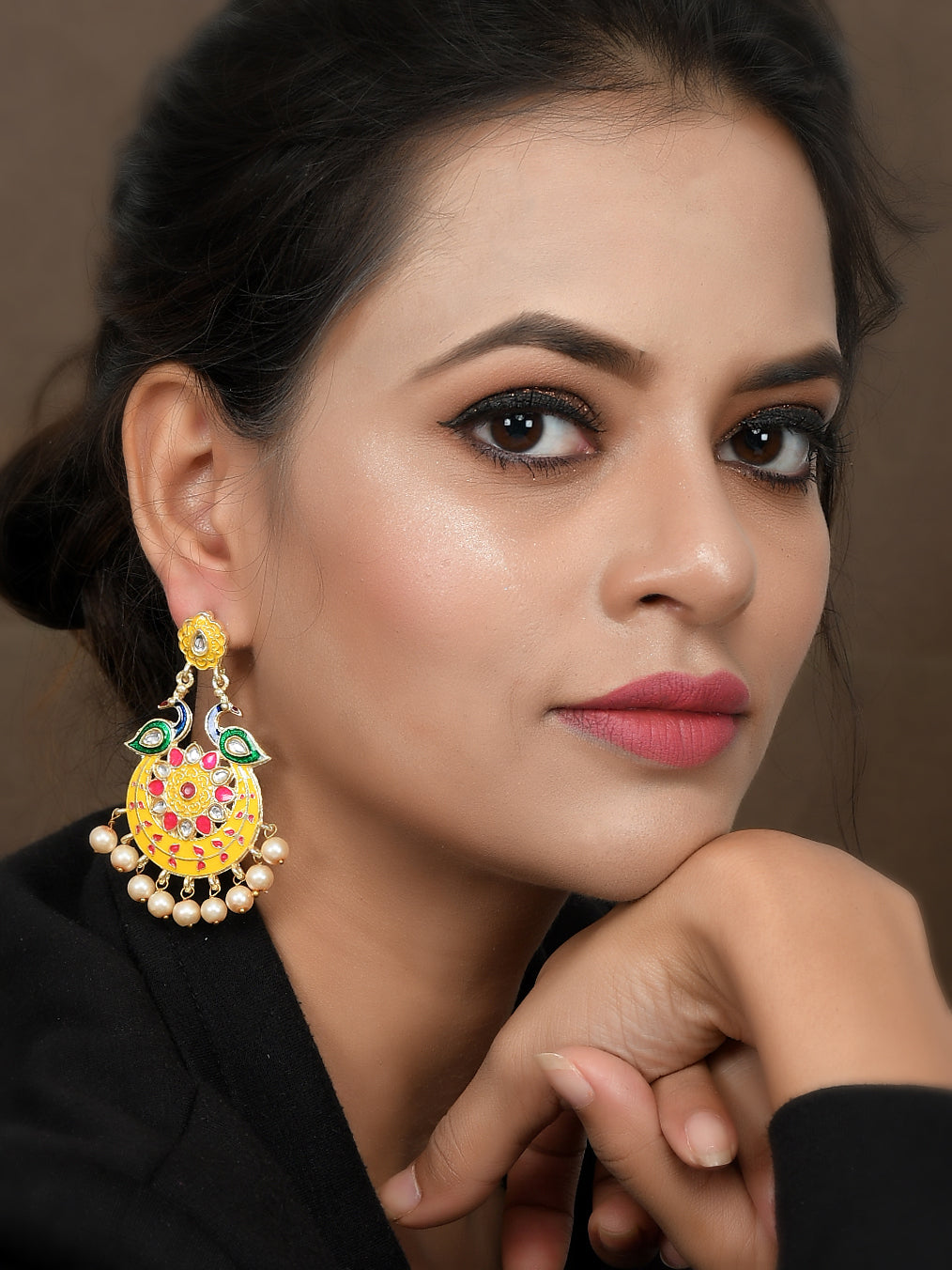 Dastoor Meenakari Chandbali  Earring