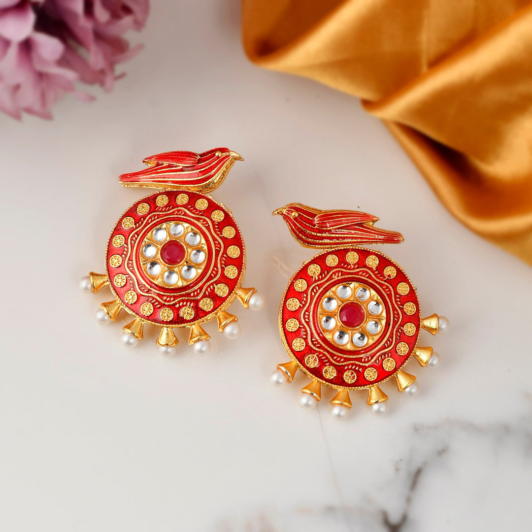 Dastoor Meenakari Peacock  Earring