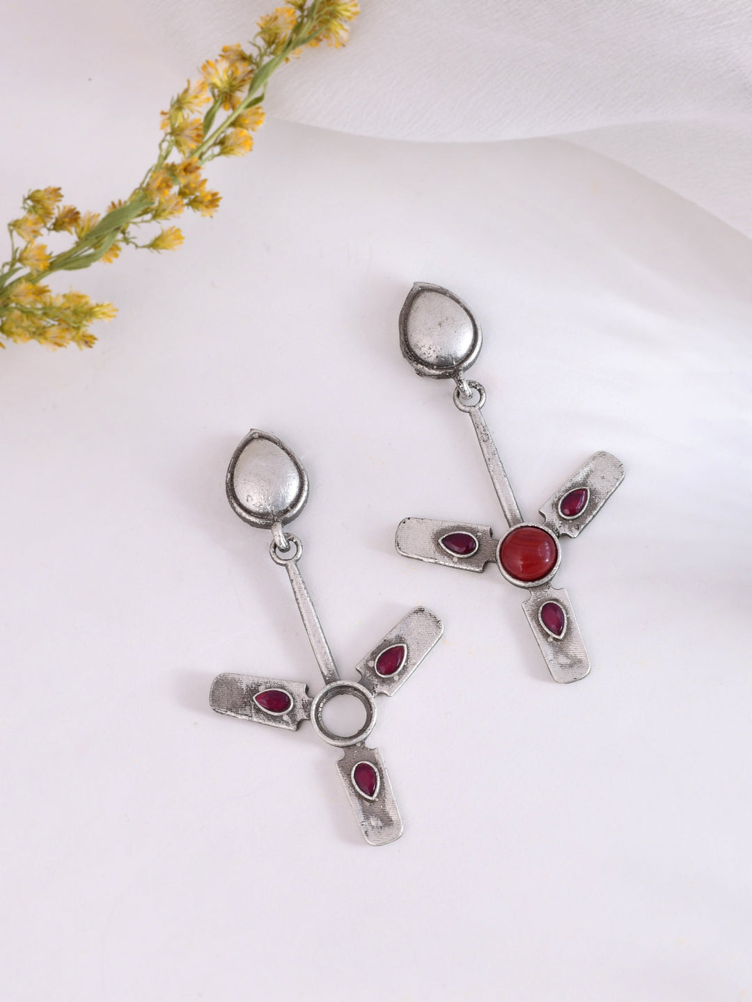 Ruby Radiance Fan Earring