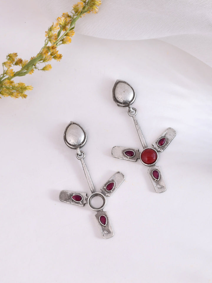 Ruby Radiance Fan Earring