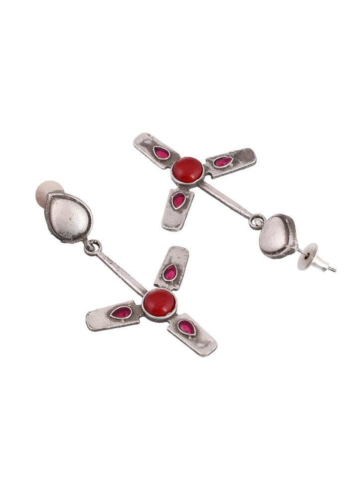 Ruby Radiance Fan Earring