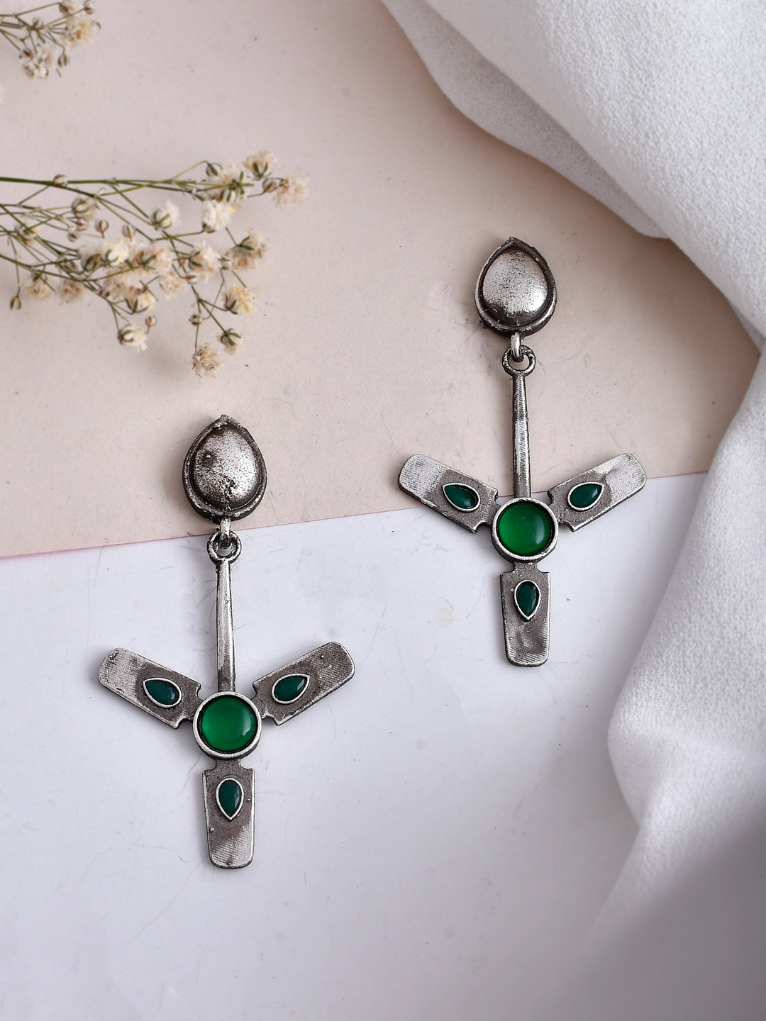 Green Enigma Oxidized Earring