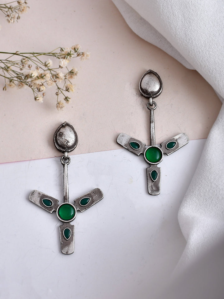 Green Enigma Oxidized Earring