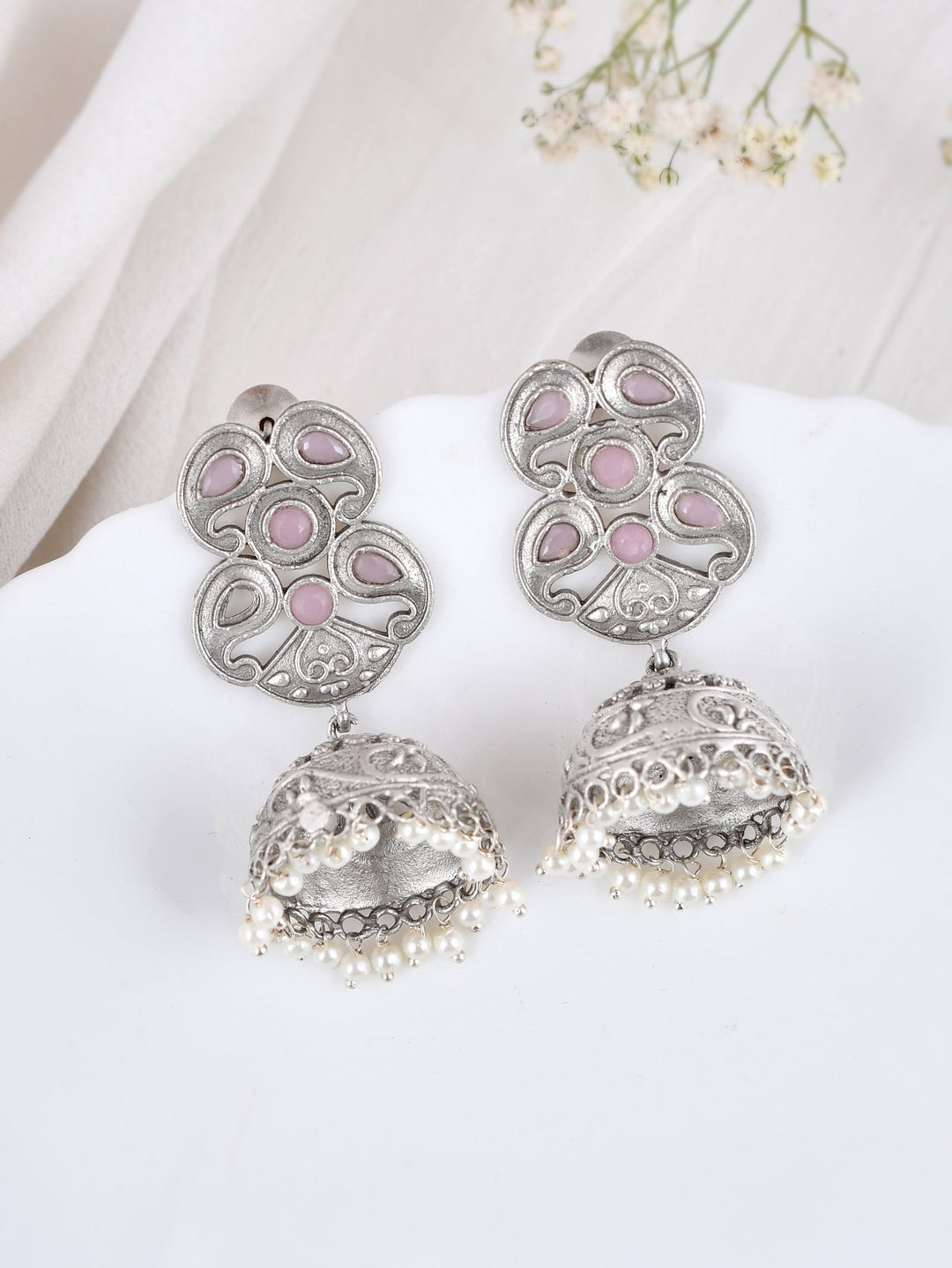 Pink Pearl Jhumki