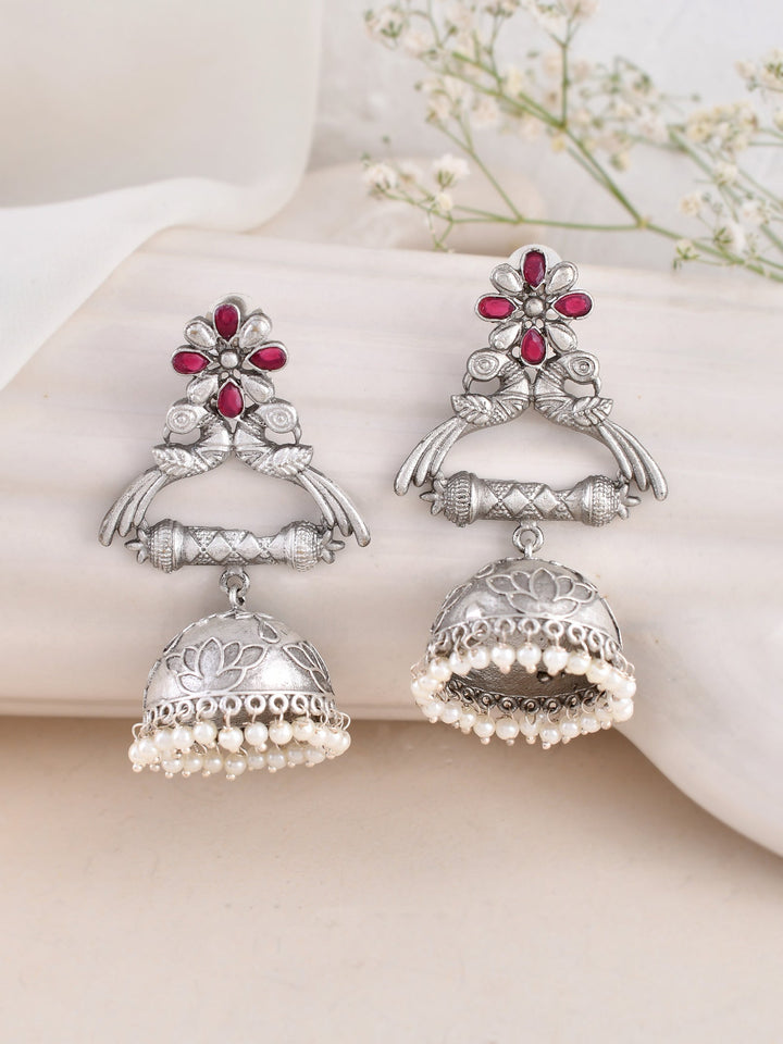Silver Cascade Jhumkis