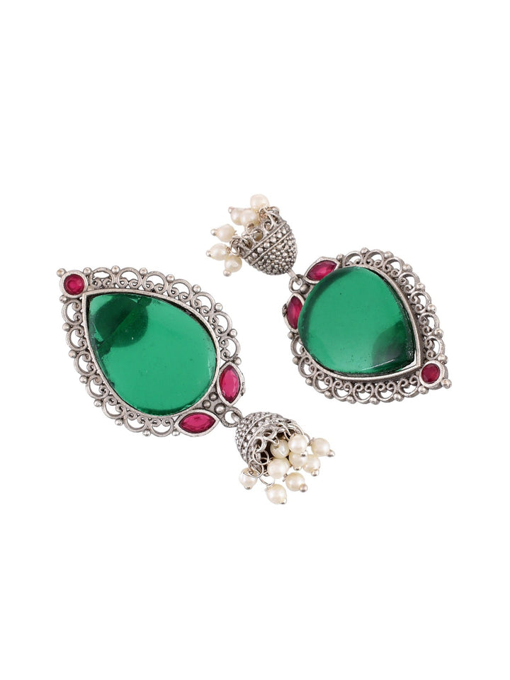Green Garnet Hoops