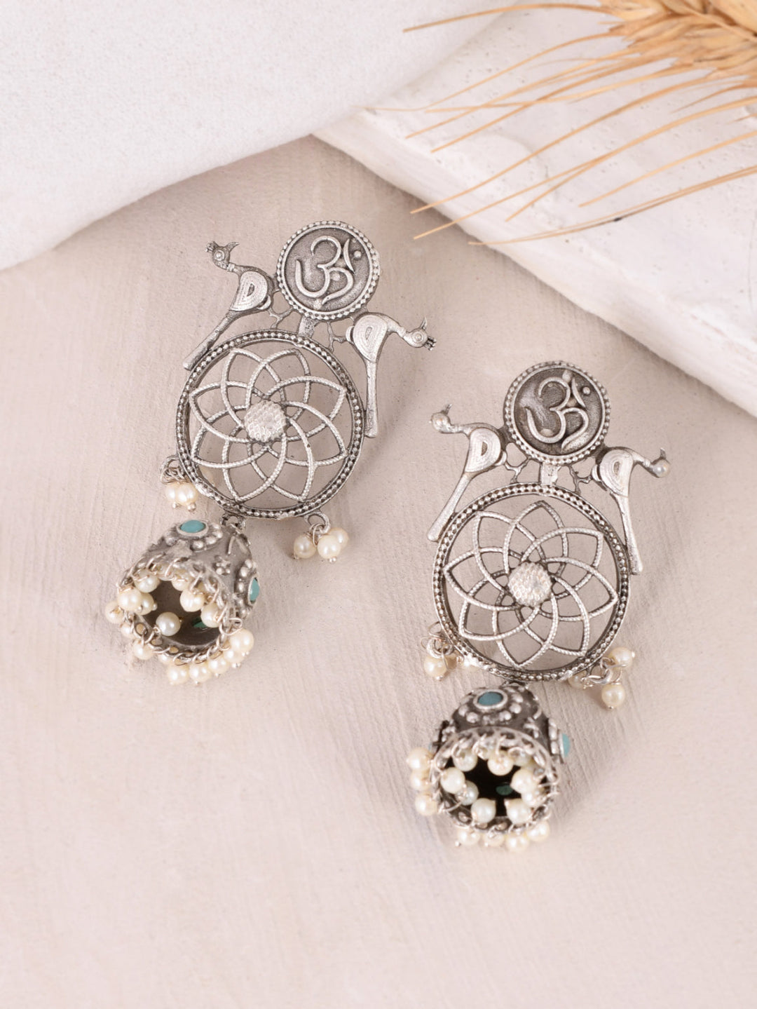 Om Peacock Garden Studs