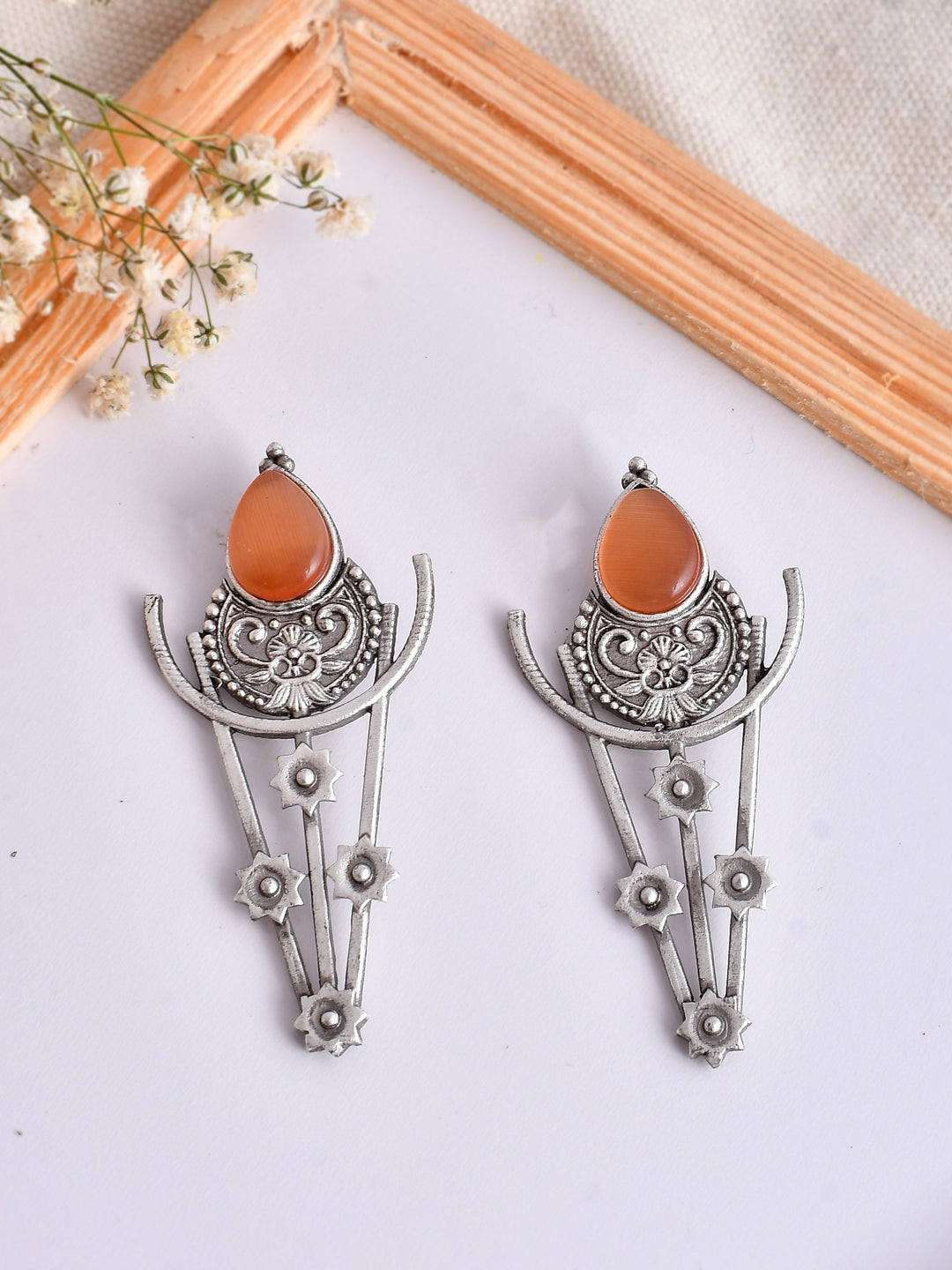 Fiery Orange Flames Earring
