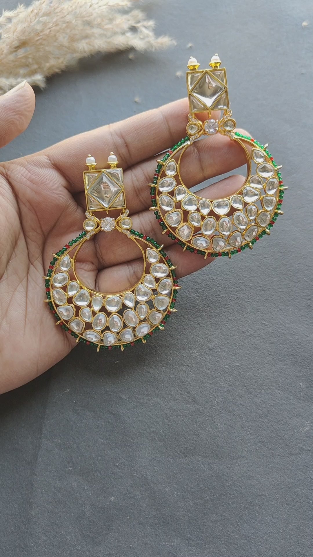 Jadau Polki Kundan Chandbali