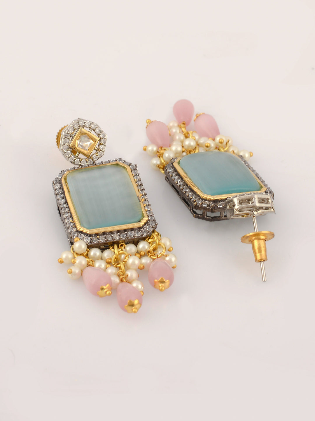 Pink Kundan-Studded  Beaded Jewellery Set
