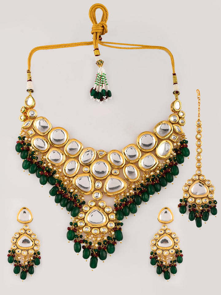 Golden Gleam in Green Kundan Collection Set