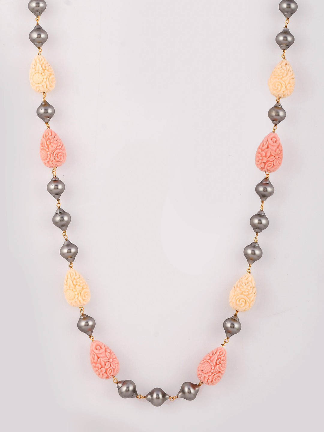 Dastoor Gold-Toned  Peach-Coloured Brass Gold-Plated Necklace