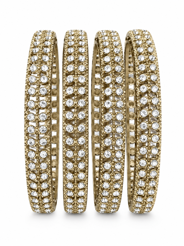 Gold Plated American Diamond AD Bangles SET OF 4 Bridal Chudi