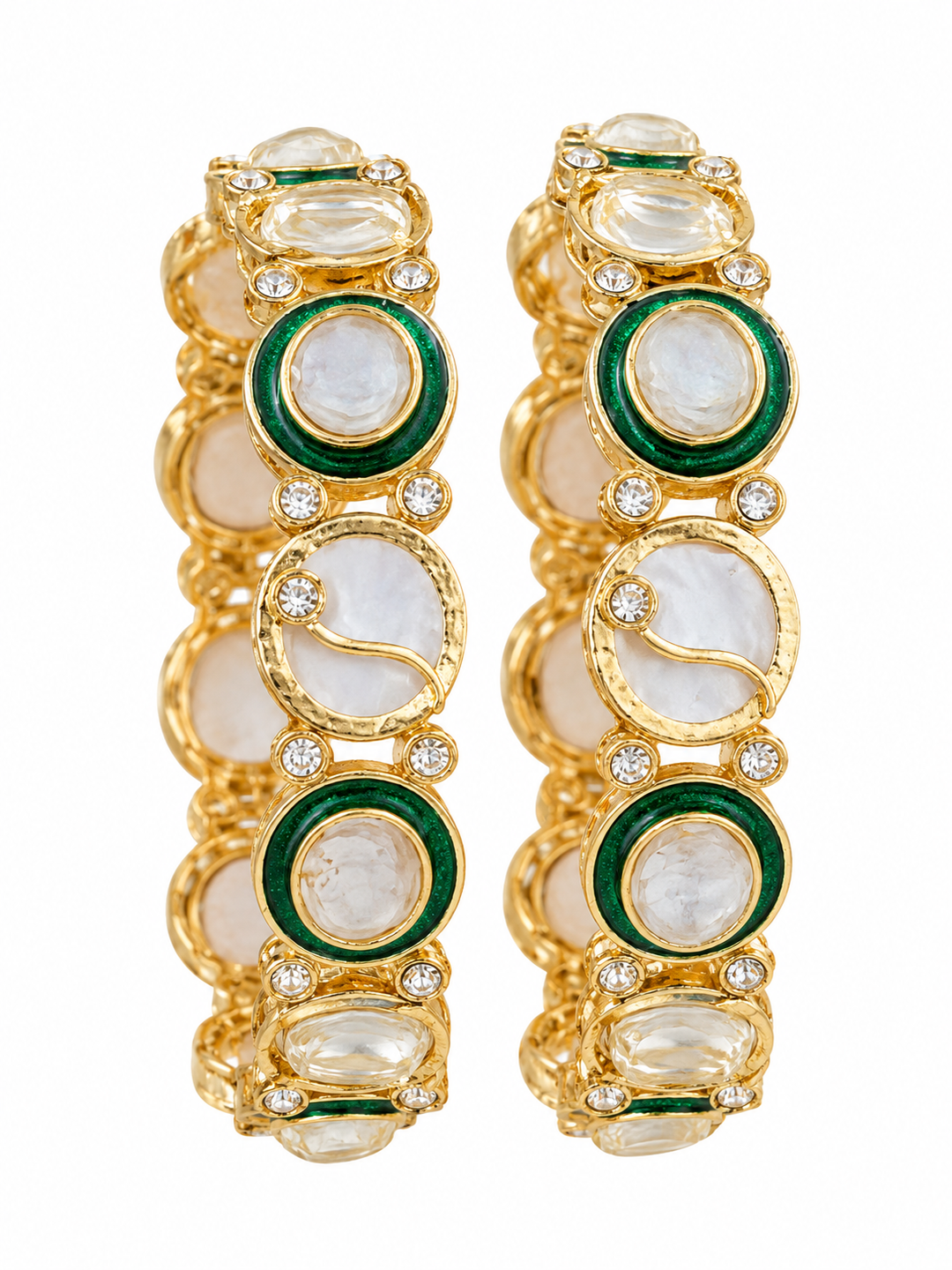 Green Meenakari Kundan Kada Bangles Set For Women
