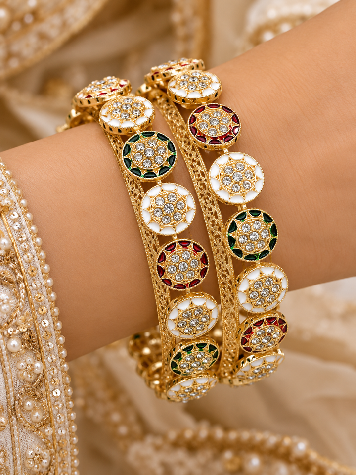 Multicolor Meenakari Kundan Bangle Set For Women
