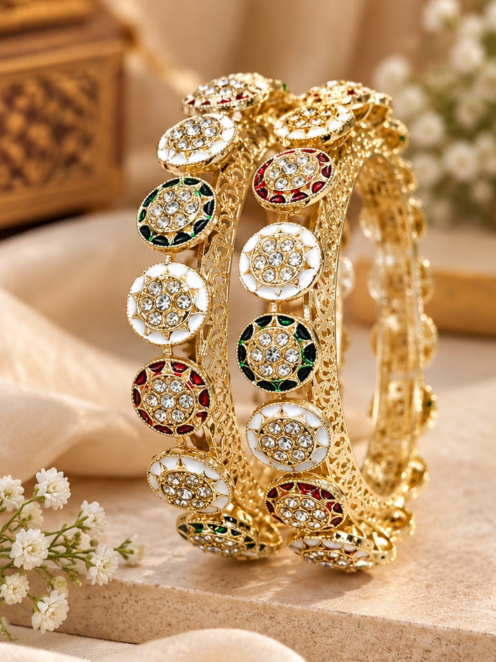 Multicolor Meenakari Kundan Bangle Set For Women