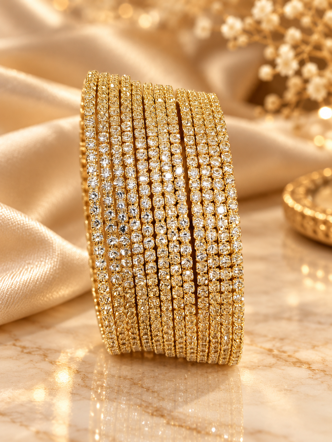 Set of 12 CZ Gold Plated Bangles