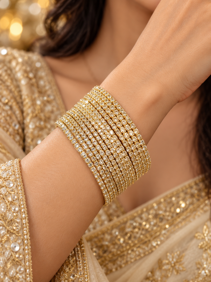 Set of 12 CZ Gold Plated Bangles