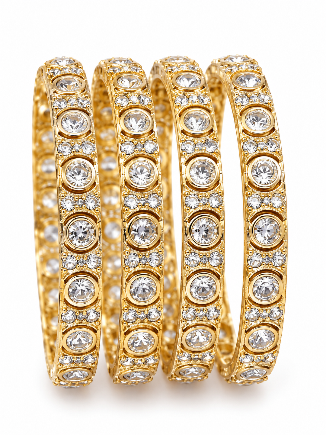 Premium Gold Plated CZ Bridal Bangle Set Of 2