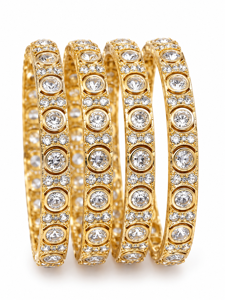 Premium Gold Plated CZ Bridal Bangle Set Of 2