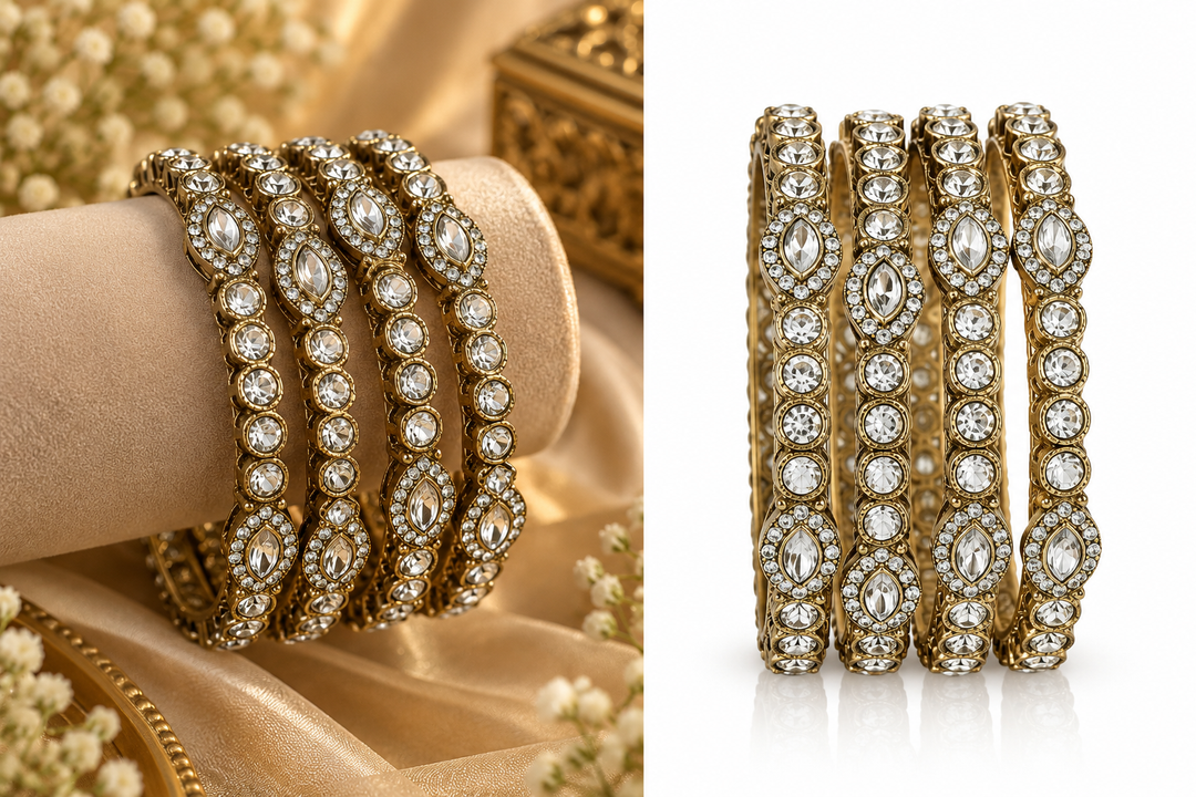 Antique Kundan Bangle Set Of 4 For Women