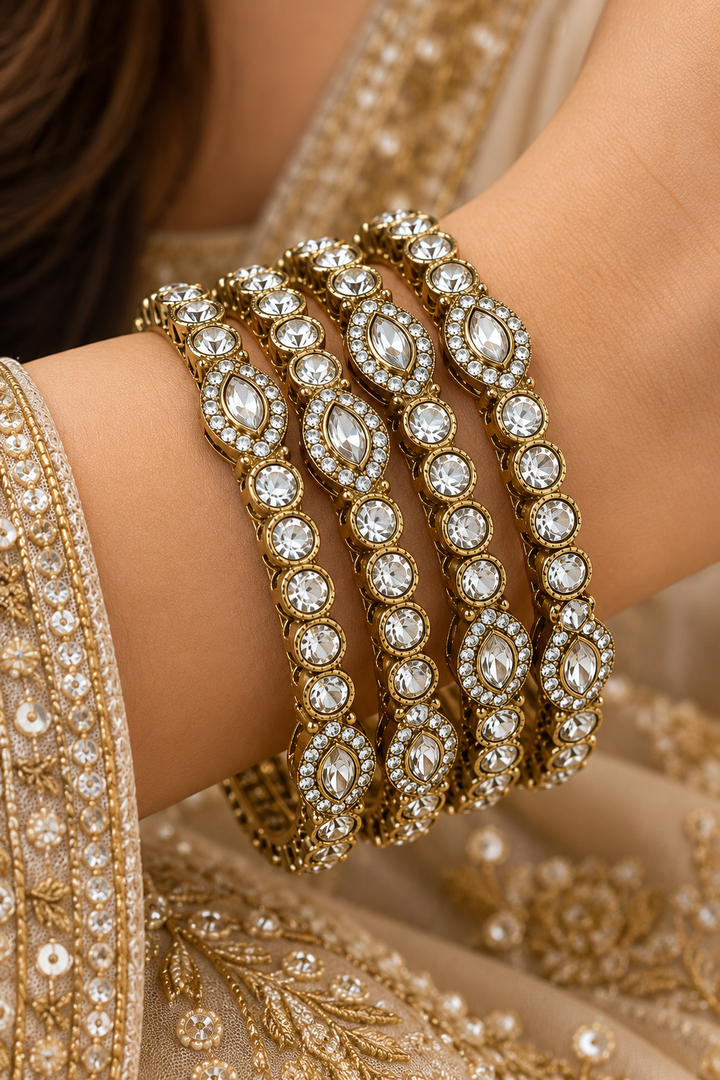 Antique Kundan Bangle Set Of 4 For Women