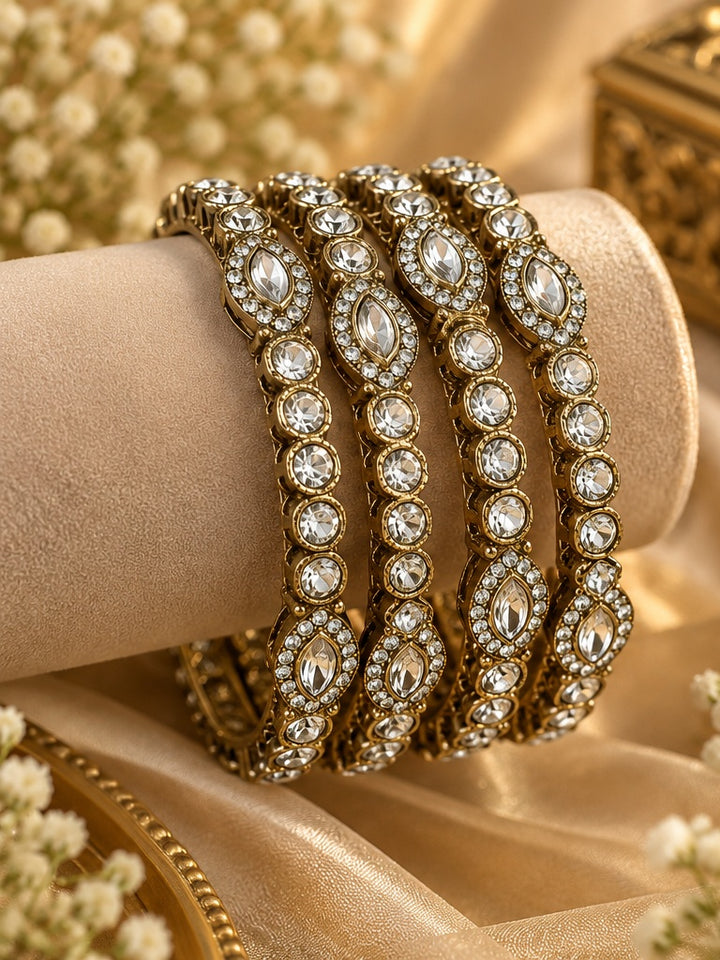 Antique Kundan Bangle Set Of 4 For Women