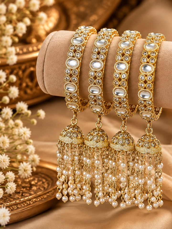 Jhumki Latkan Kundan Bangle Set Of 4