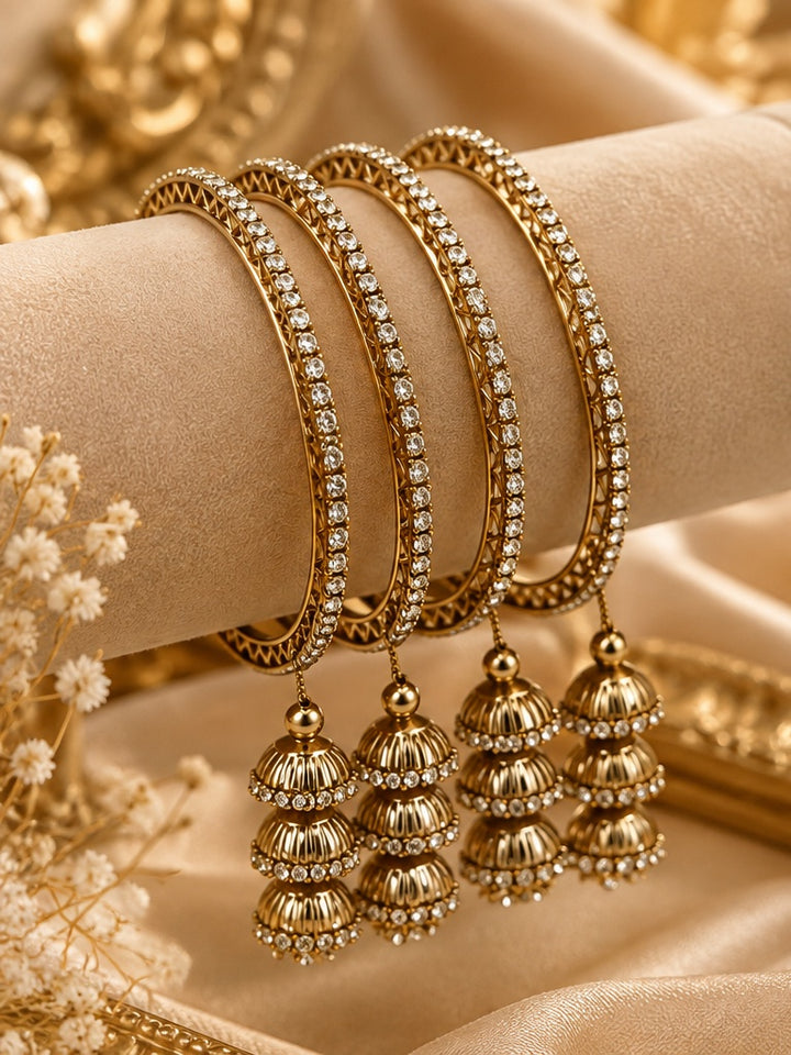 CZ Triple Jhumka Bangle Set Of 4