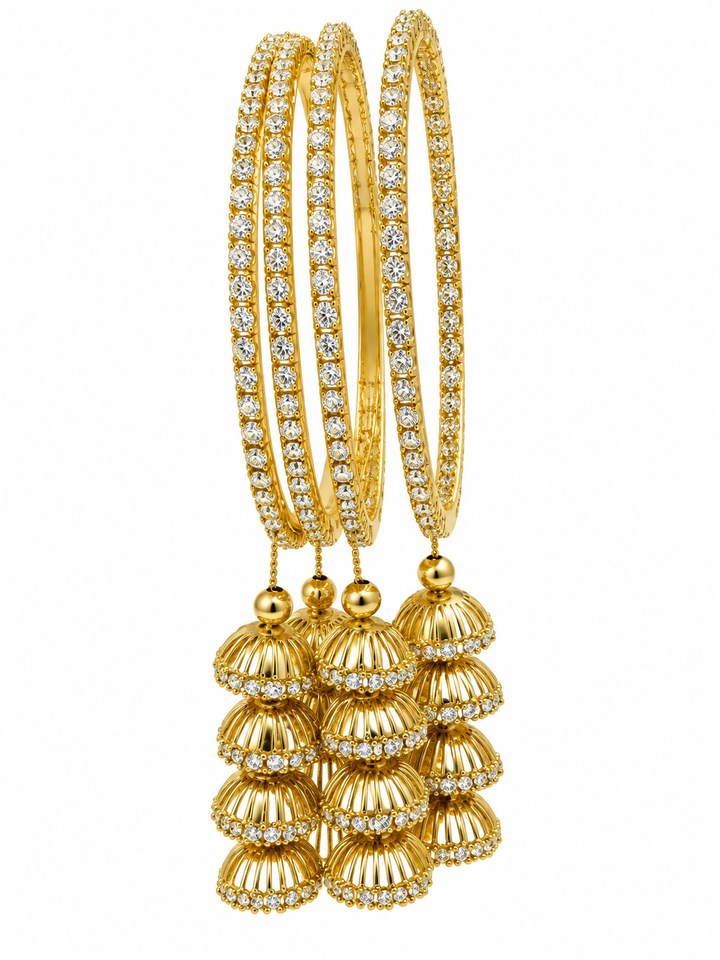 Sleek Dangling Jhumki Bangle Set Of 4