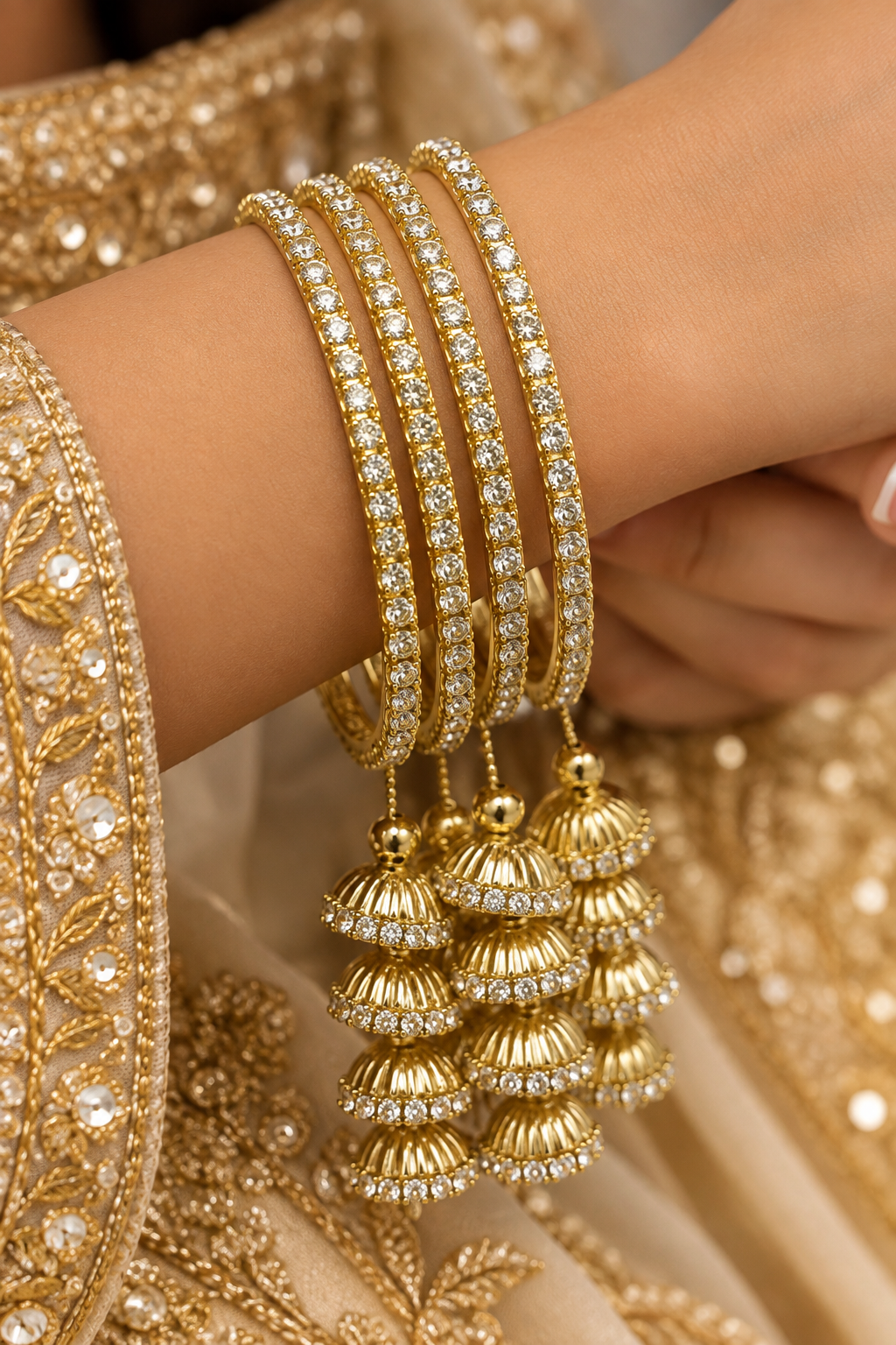 Sleek Dangling Jhumki Bangle Set Of 4