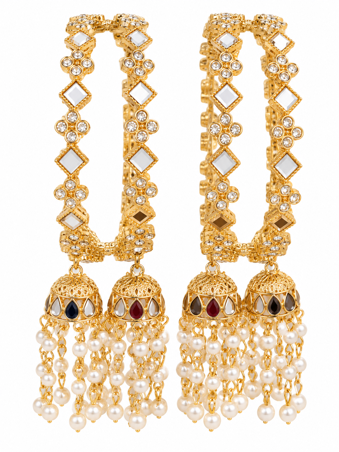 Festive Mirror Latkan Bangle Set Of 4