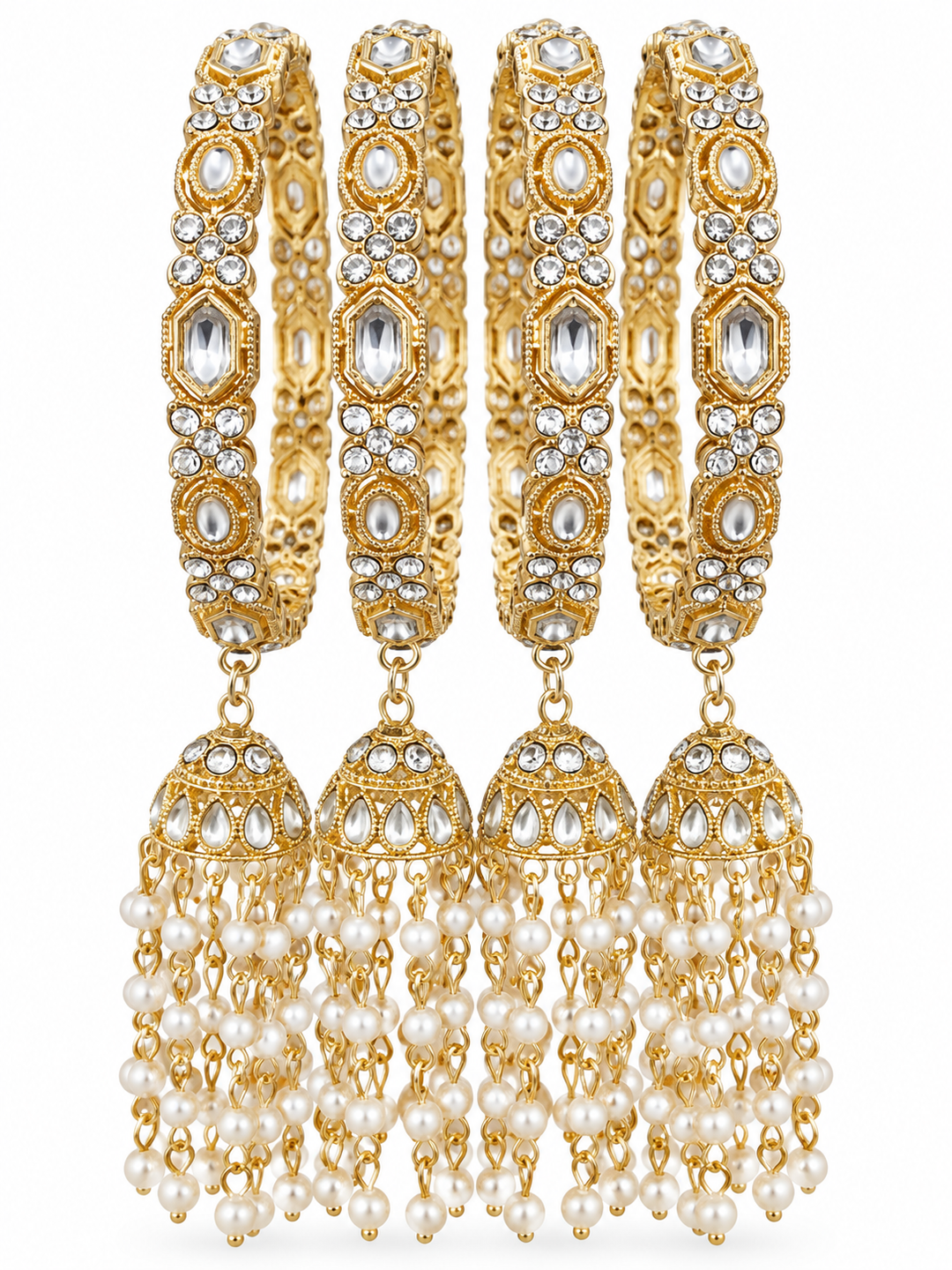 Pachhi Kundan Latkan Bangle Set Of 4