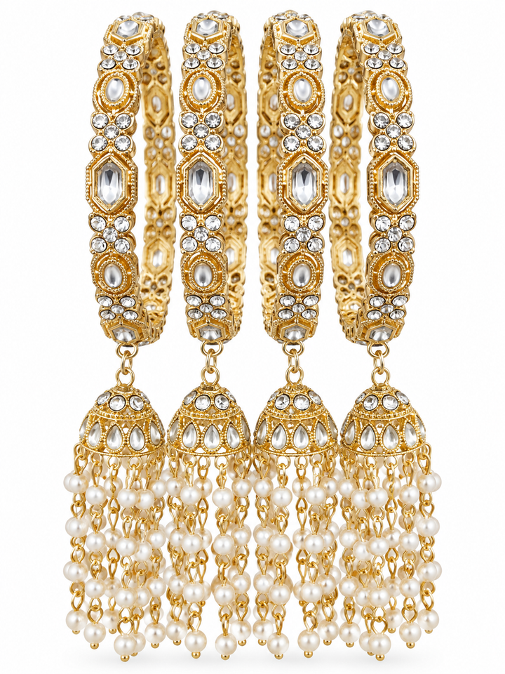 Pachhi Kundan Latkan Bangle Set Of 4