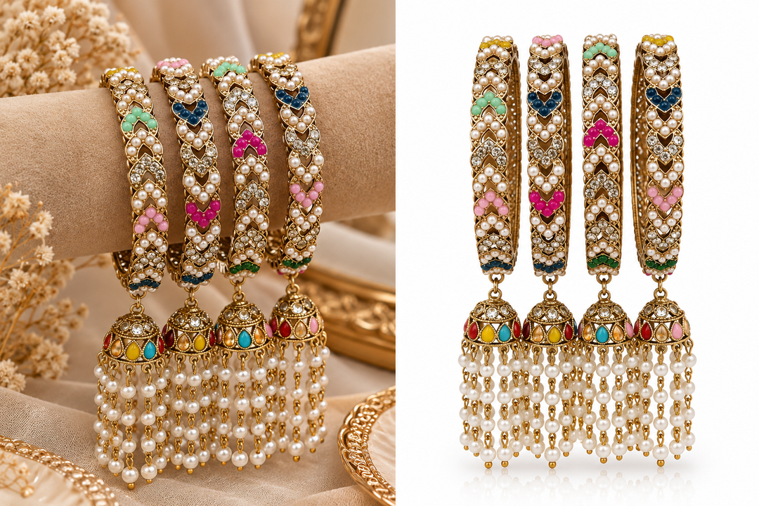 Multicolor Pearl Latkan Set Of 4