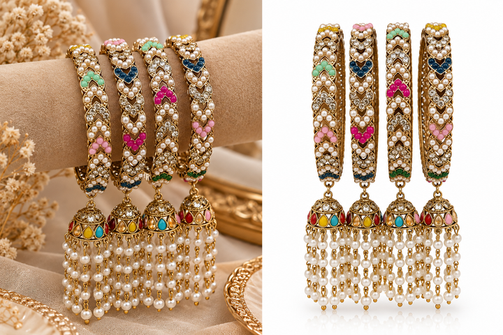Multicolor Pearl Latkan Set Of 4