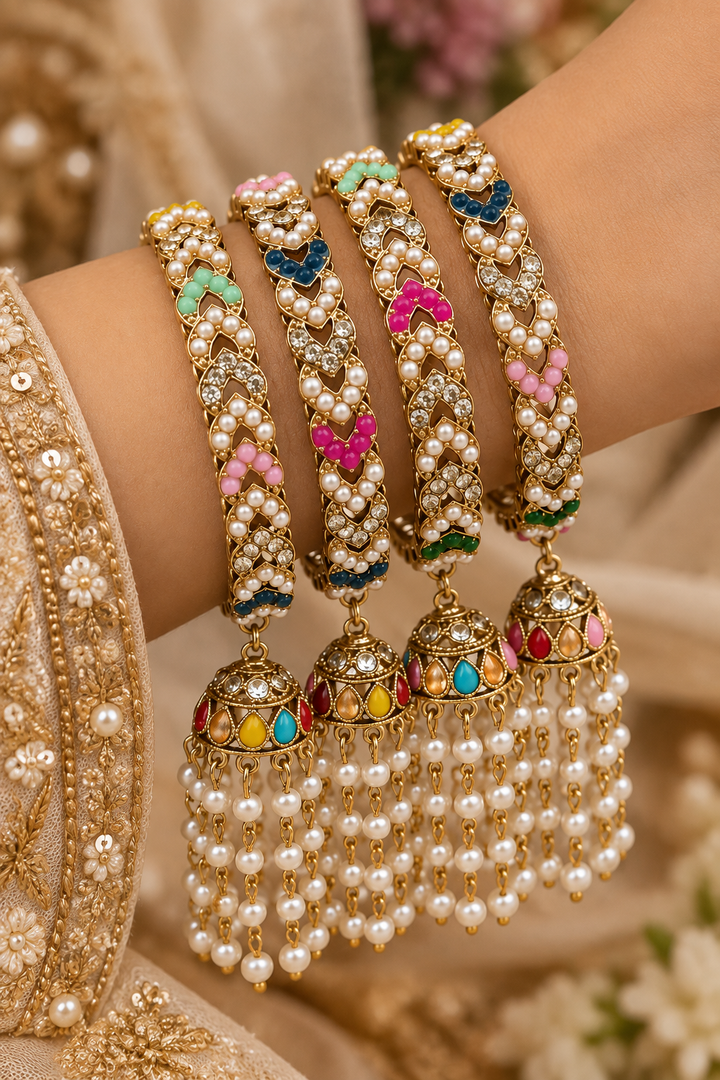 Multicolor Pearl Latkan Set Of 4