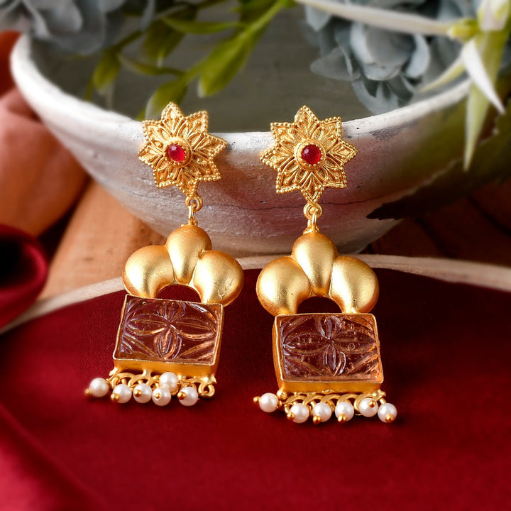 Dastoor Beautiful carvin Stone Earring
