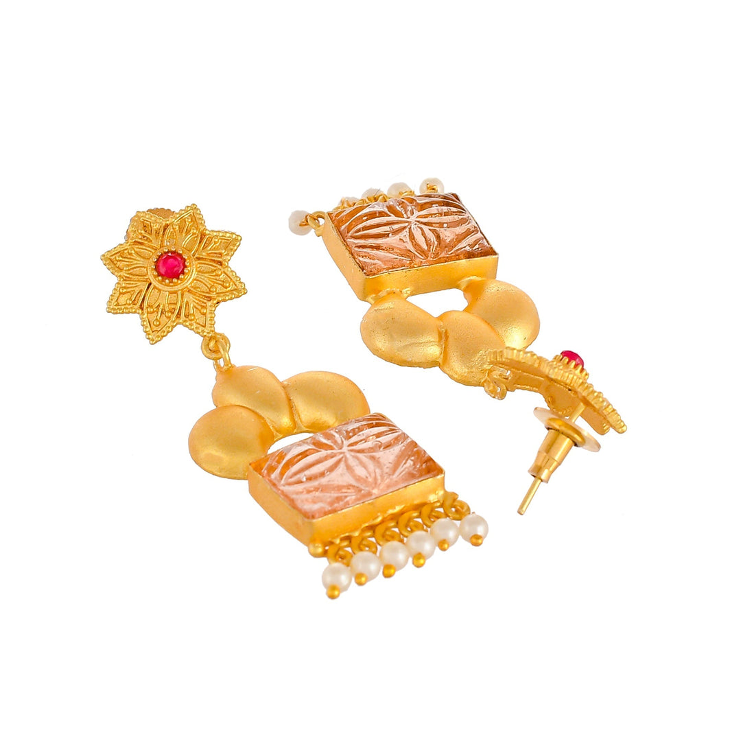 Dastoor Beautiful carvin Stone Earring