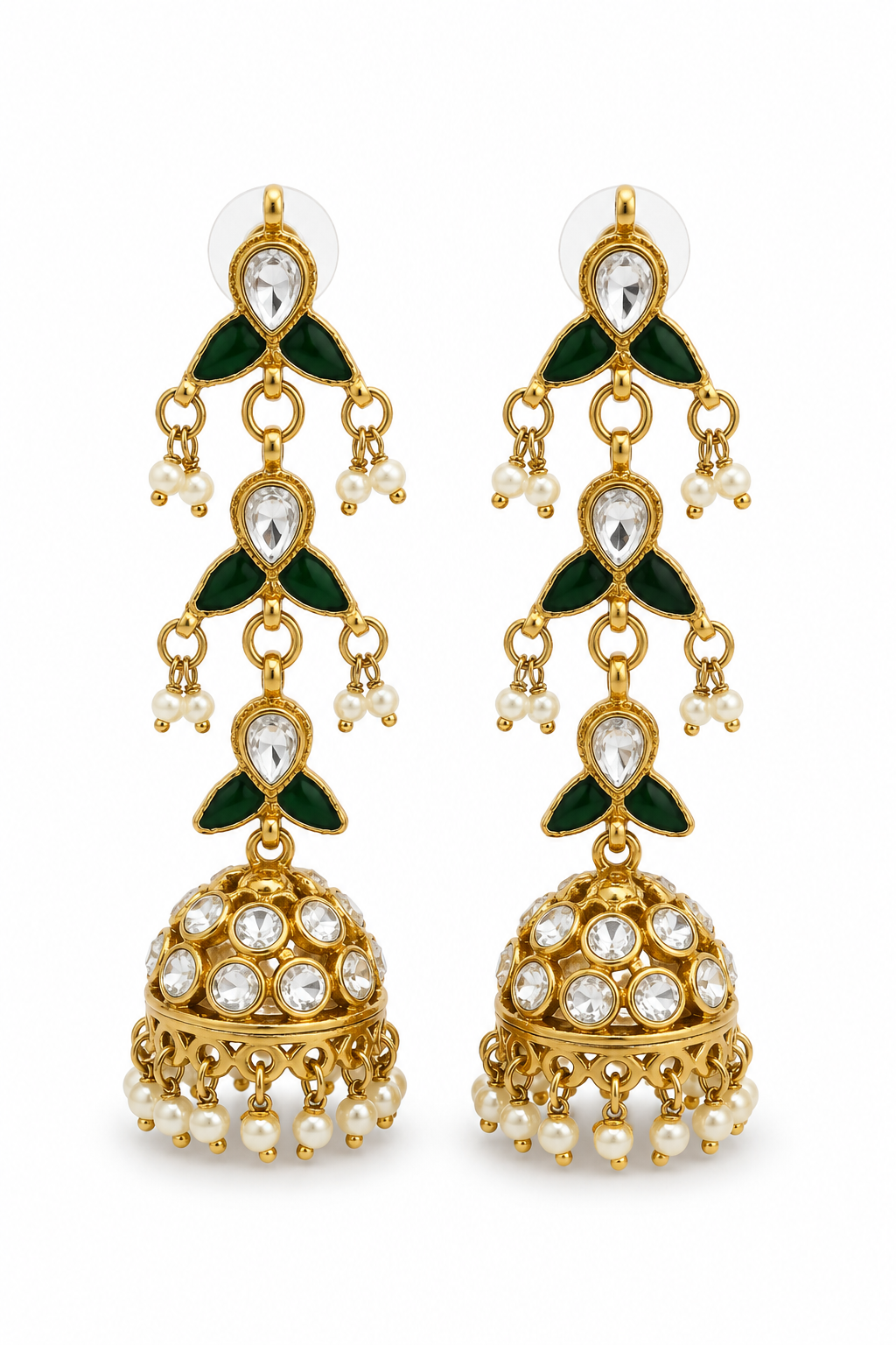 Green Mehendi Polish Long Jhumkas