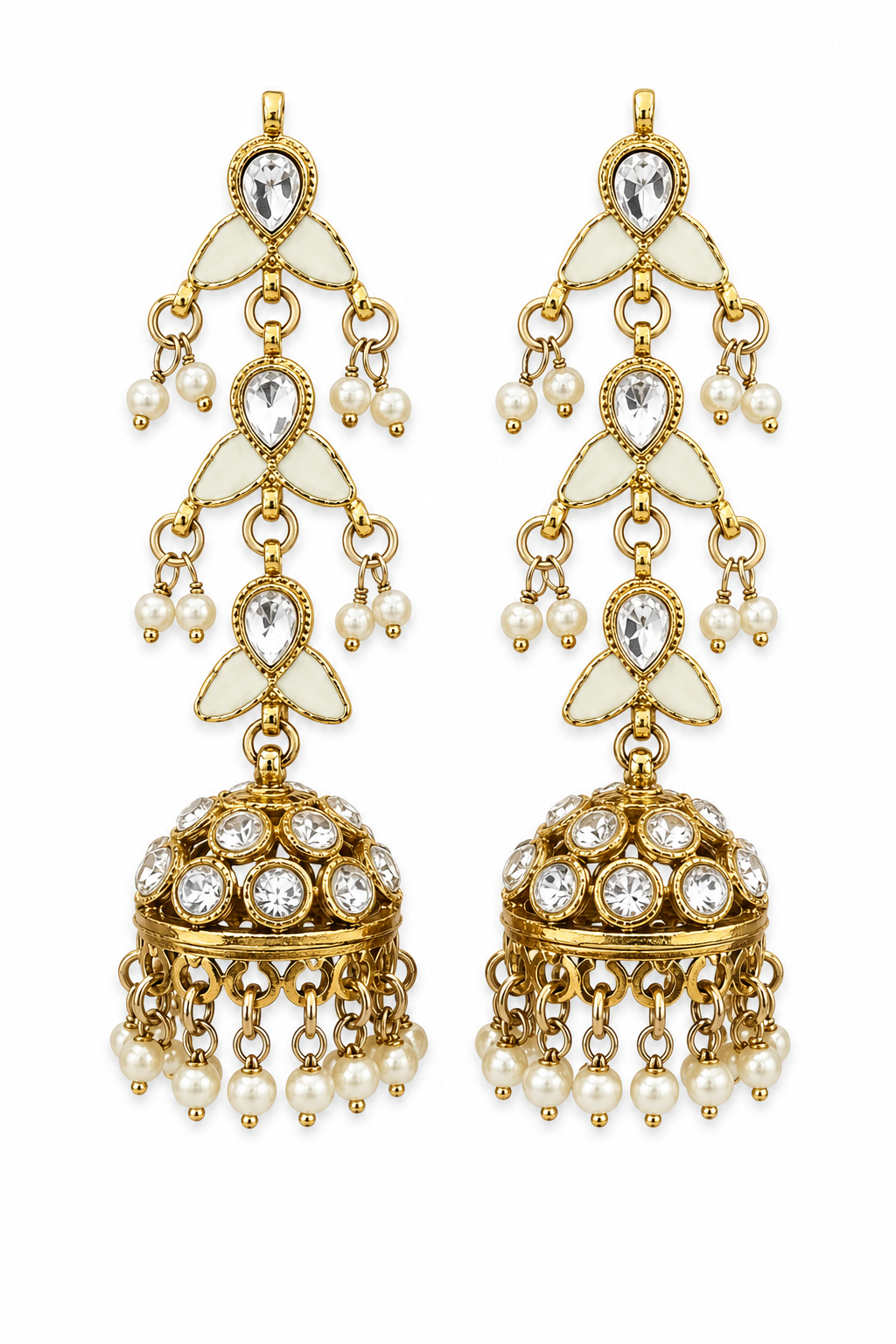 White Mehendi Polish Long Jhumka