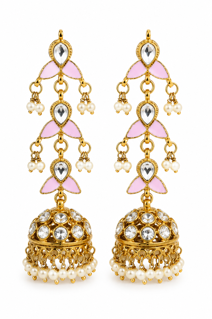 Mehendi Polish Pink Jhumka Earrings