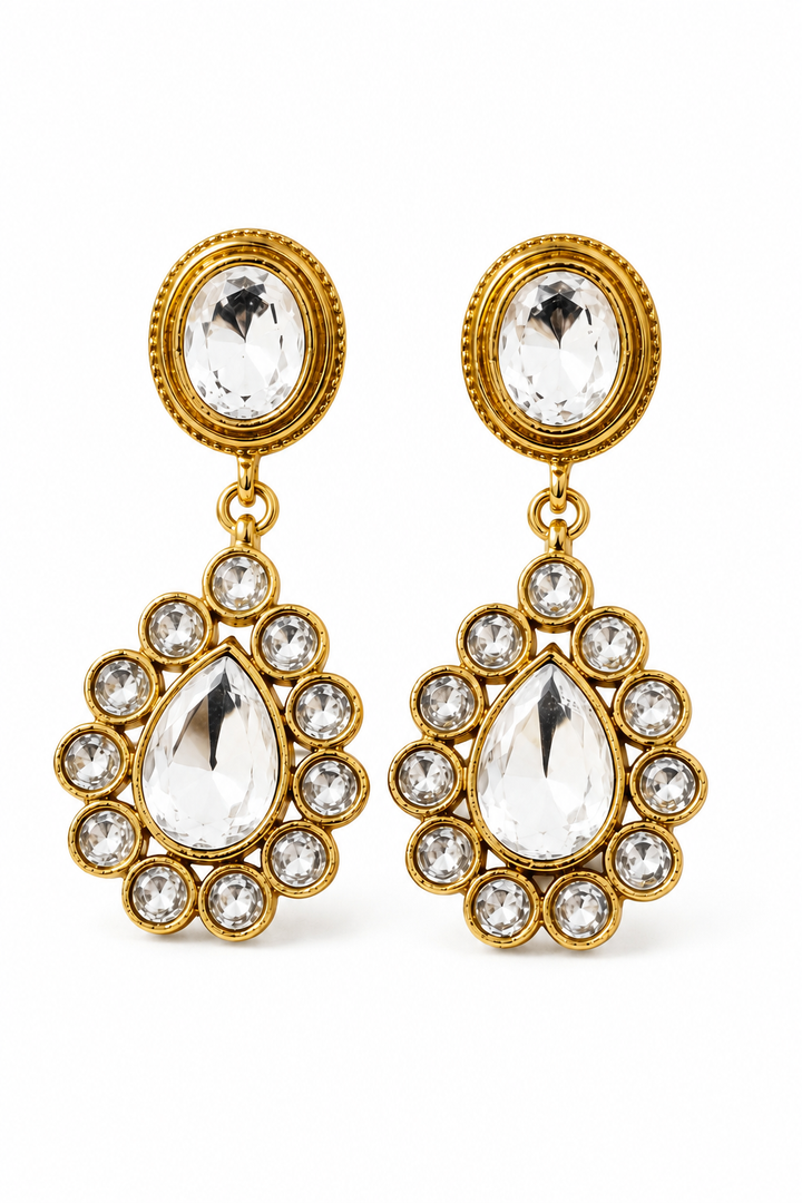 Mehendi Polish Kundan Drop Earrings