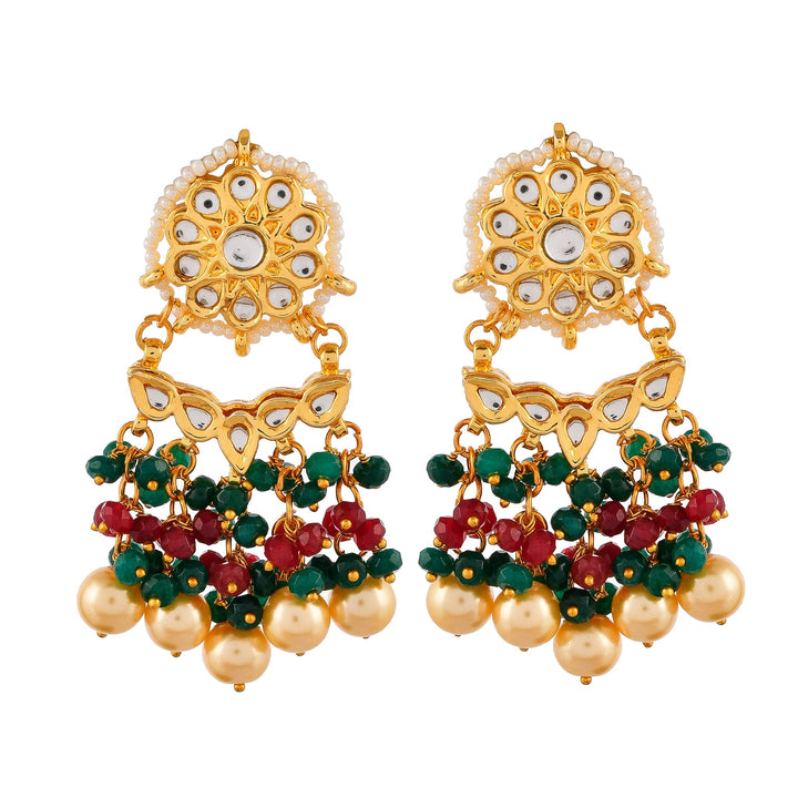 Nice Gold Plated Ruby Multi Layered Pendant Necklace Set