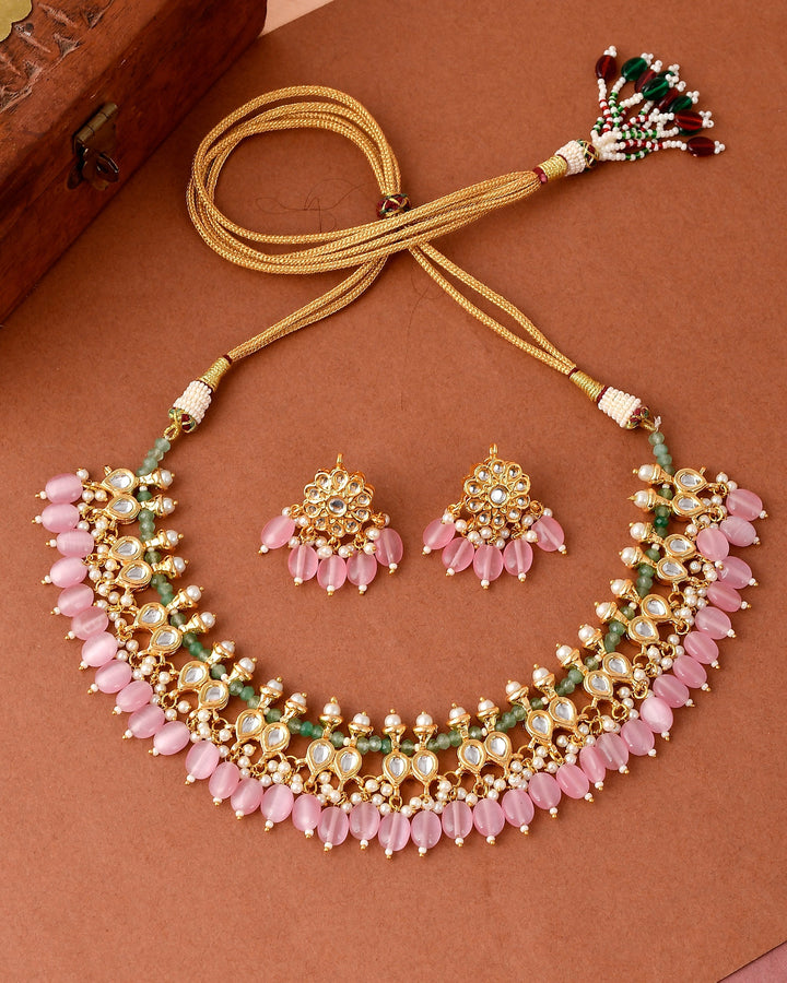Pastel Pink Cascade Necklet set