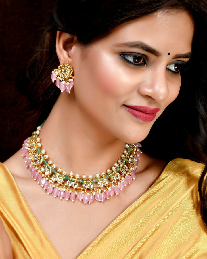 Pastel Pink Cascade Necklet set